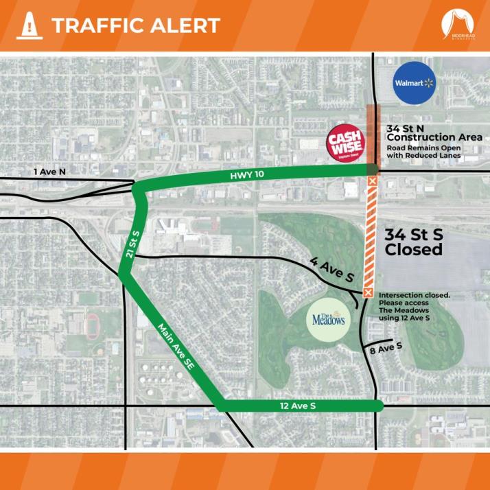 This shows a map of 34th St Closure 
